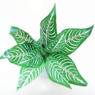 Cây giả trang trí nhà cửa, cây lá sọc giả cắm chậu, cao 38cm, 10 nhánh lá - VNG-0022 (chưa bao gồm chậu)