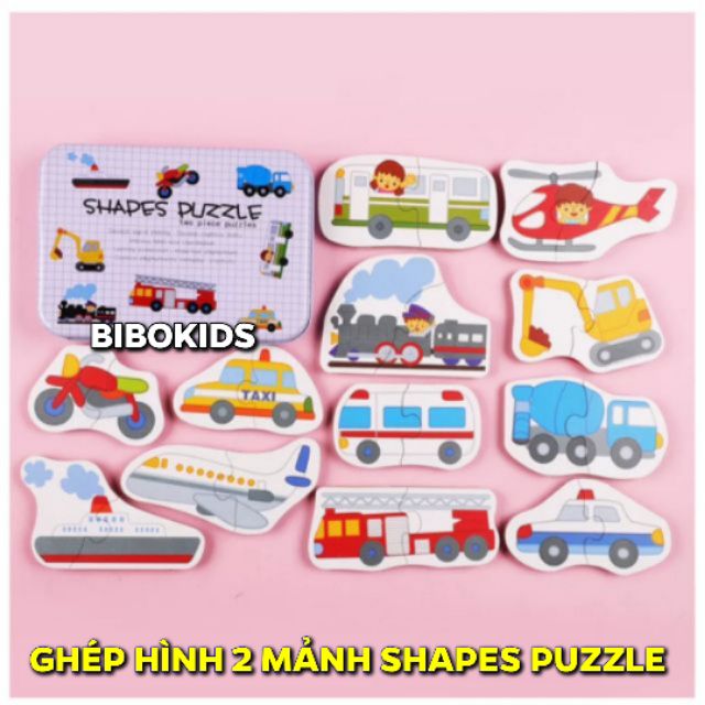 Đồ chơi bộ ghép hình puzzle 2 mảnh hộp sắt - đồ chơi xếp hình thông minh cho bé