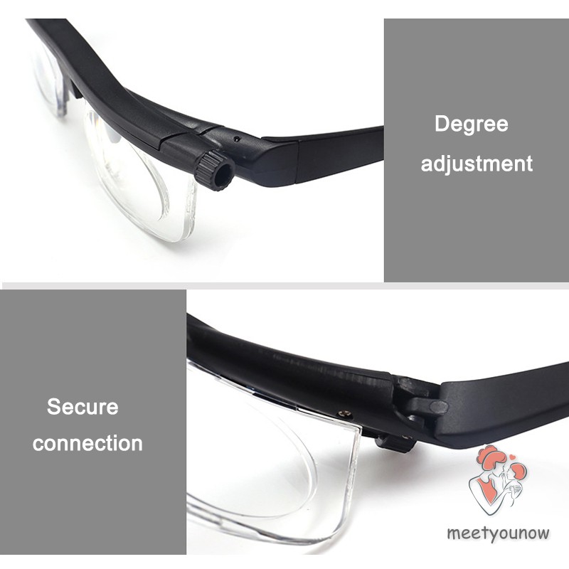 Portable Adjustable Strength Lens Glasses Variable Focus Distance Vision Zoom