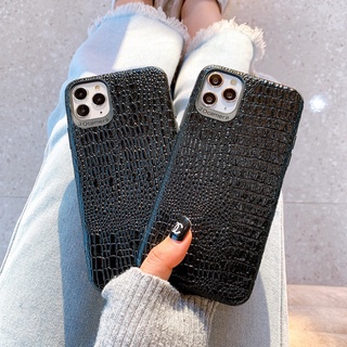 Ốp lưng da imd dành cho iphone vân nổi crocodile black - n123
