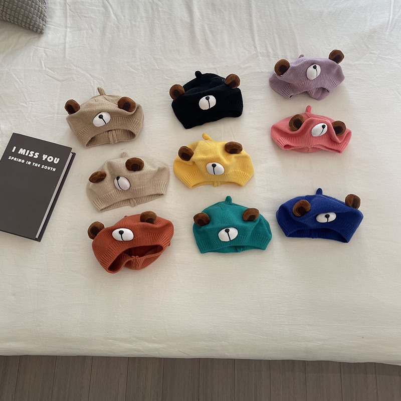 Mũ Beanie Dệt Kim Co Giãn Giữ Ấm Phong Cách Hàn Quốc Thời Trang Thu Đông Cho Bé Trai / Gái