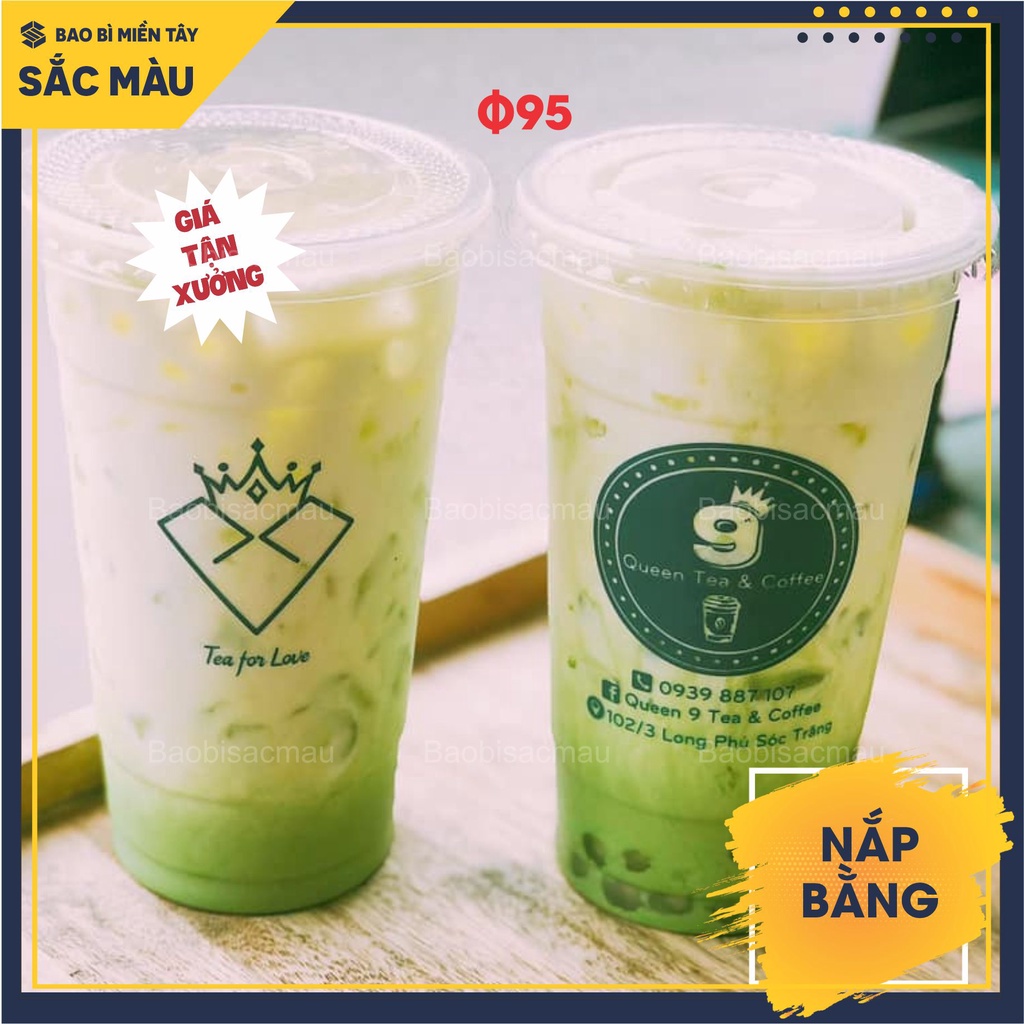 Sỉ 50 Nắp bằng PET 90 - 93 - 95 - 98 - 106 - 117 nắp ly trà sữa cà phê nước ép
