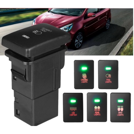 Bộ Nút Bấm Đèn sương mù LED 12V Cho Xe Hơi ô tô công tắc đèn gầm Toyota Mitsubishi On/Off màu xanh