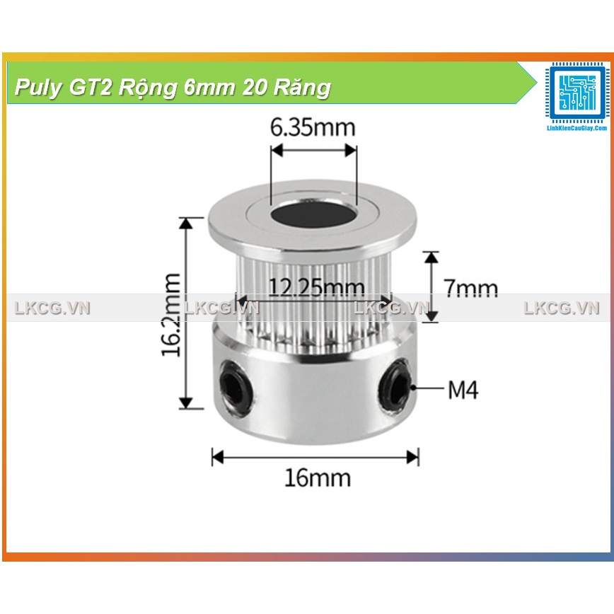 Puly GT2 Rộng 6mm 20 Răng