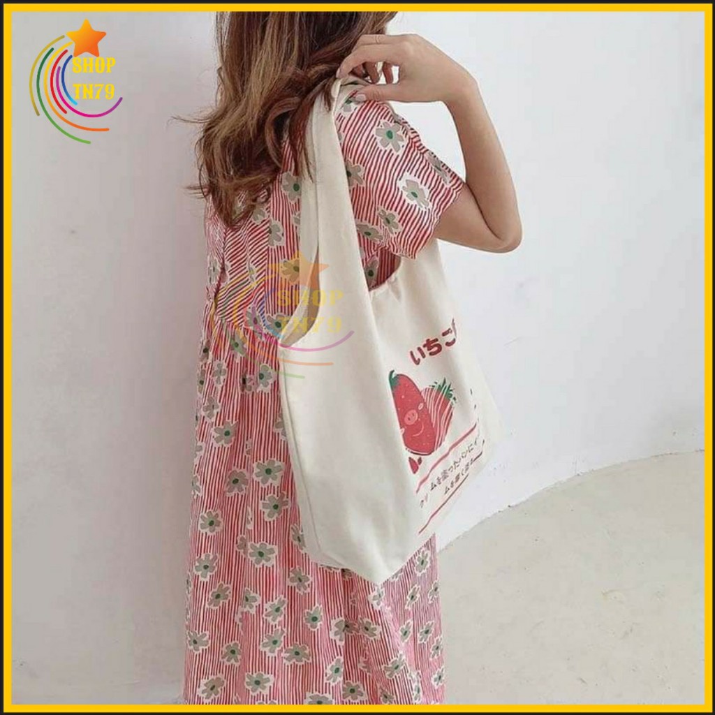 Túi đeo vai thời trang vải canvas mềm loại to đi hoc , đi chơi , đi làm đều rất đẹp - DÂU SỌC