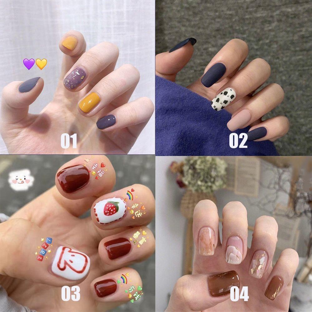 ESPO Hộp 24 Móng Tay Giả Ngắn / Tròn / Vuông Che Phủ Toàn Diện Có Thể Tháo Rời