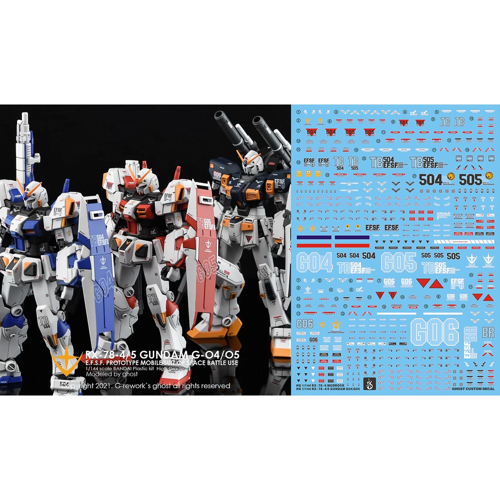 Decal nước dán mô hình MG HG gundam RX78 4 / 5 / 6 GP04 05 06 Gerbera các loại Water sticker