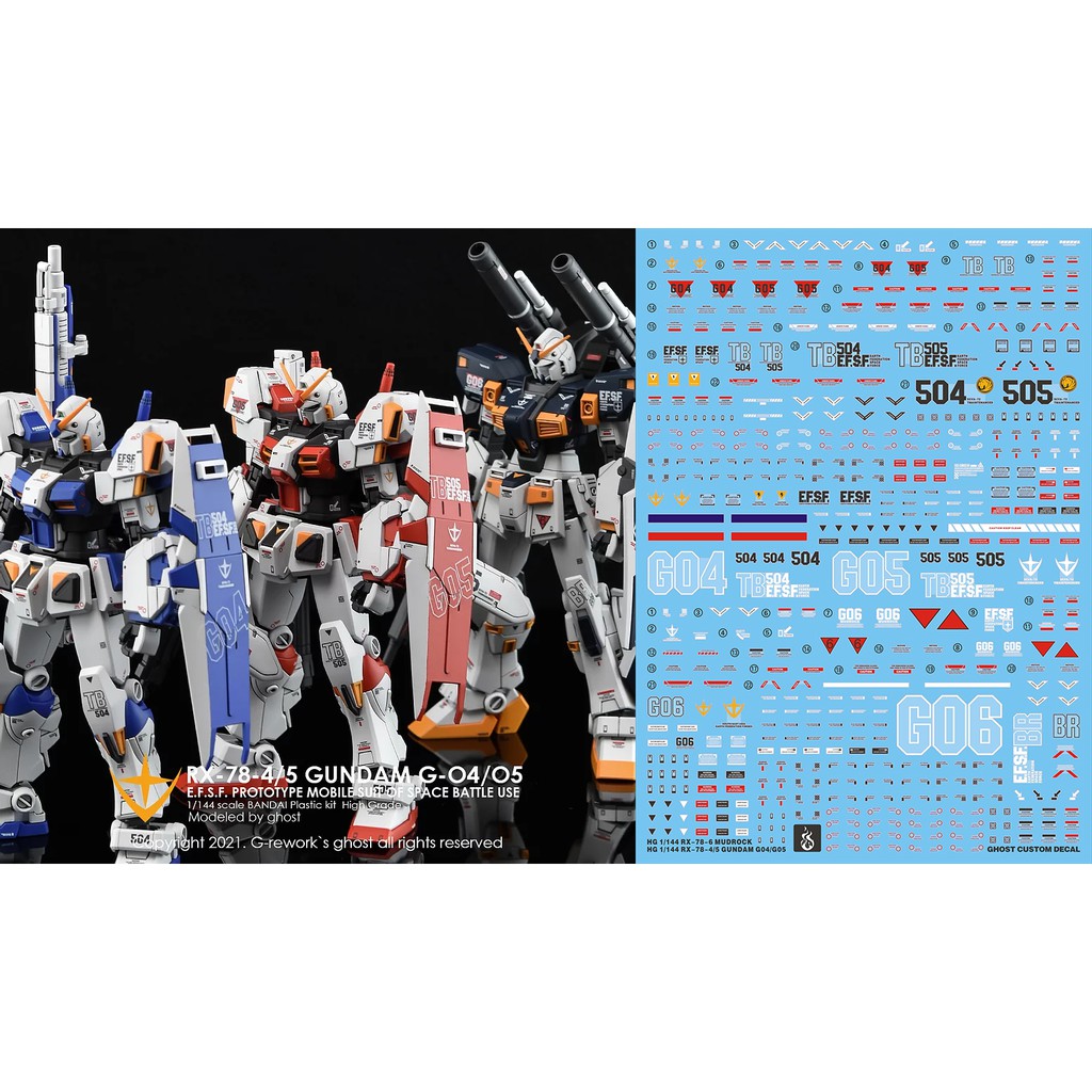 Decal nước dán mô hình MG HG gundam RX78 4 / 5 / 6 GP04 05 06 Gerbera các loại ...