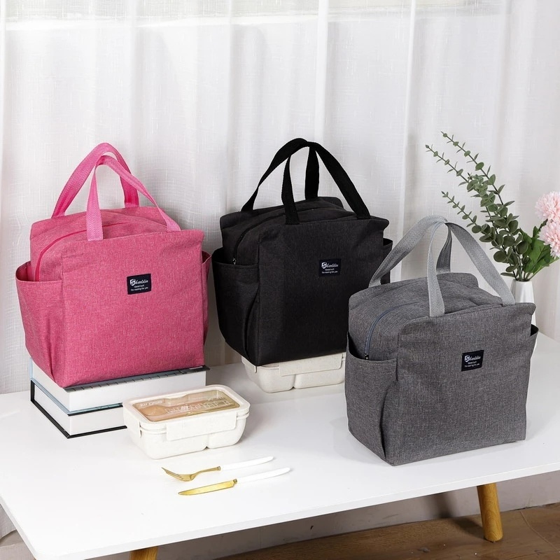 Túi Đựng Hộp Cơm Trưa Vải Oxford Lót Giấy Nhôm Giữ Nhiệt Cỡ Lớn Tiện Dụng