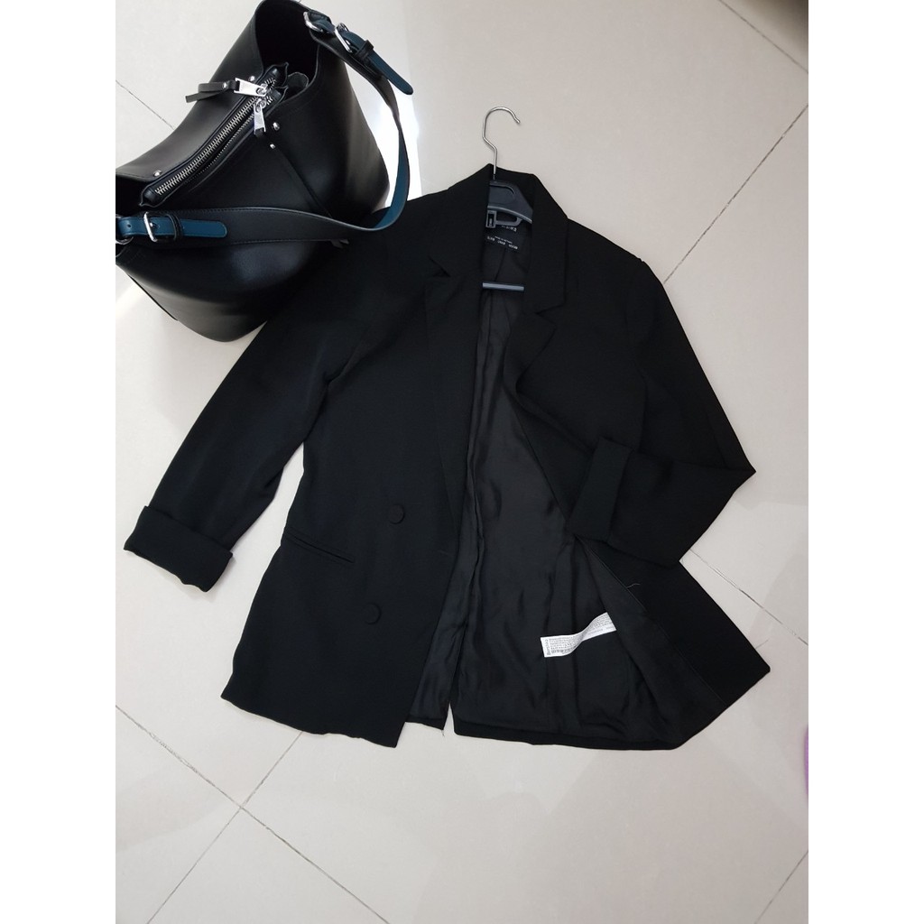 [CÓ VIDEO] Áo khoác vest nữ dáng blazer Bershka màu đen thời trang công sở cao cấp , Fula | BigBuy360 - bigbuy360.vn