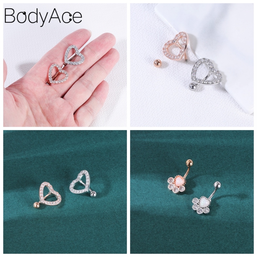 1 Khuyên RốN HìNh Hoa BằNg ThéP Không Gỉ