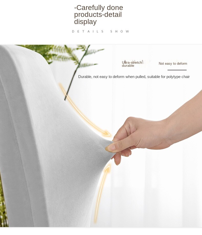 2 Áo bọc ghế ăn màu trơn co dãn chất vải nhung thoải mái