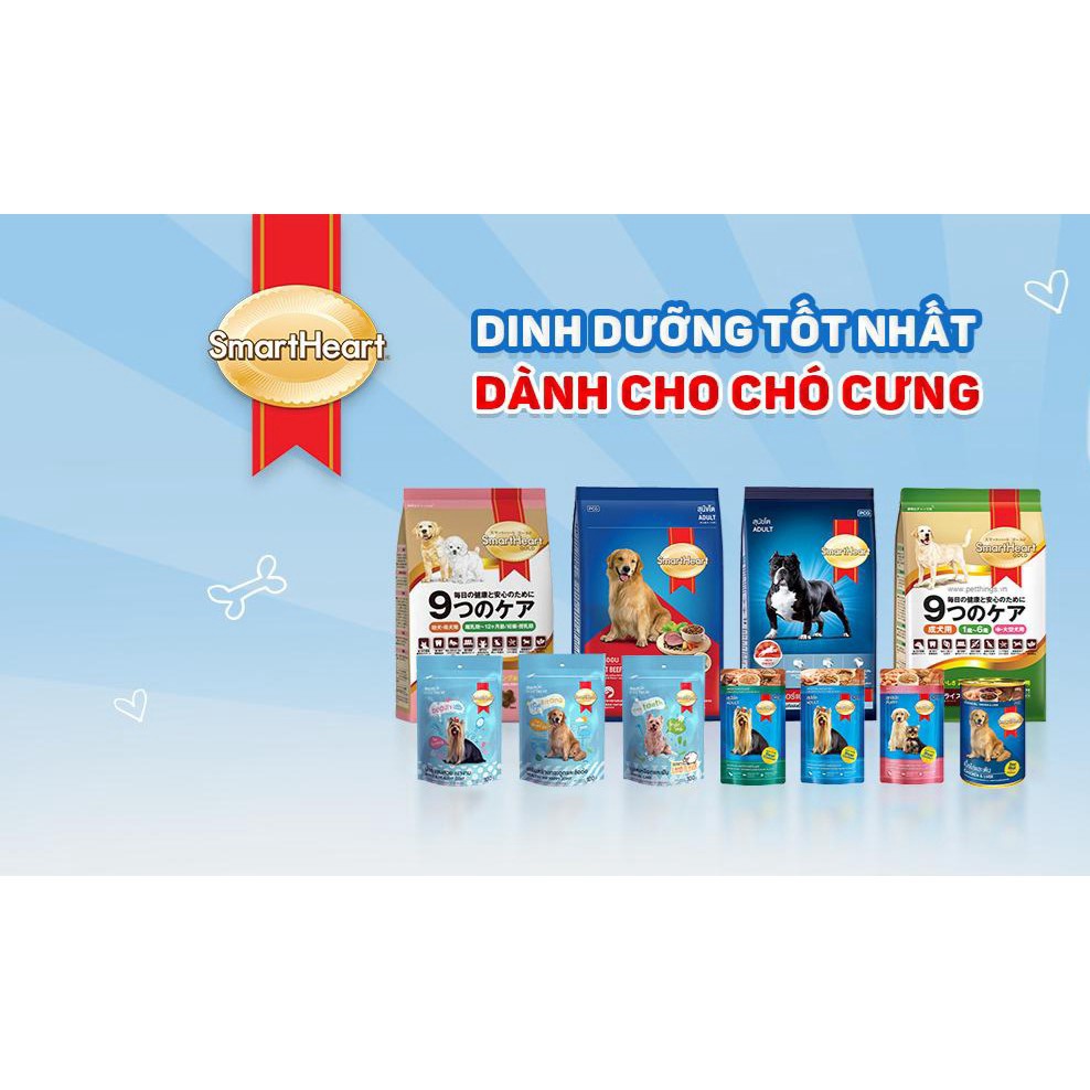 Hạt cho chó Smart heart vị bò nướng cừu gạo 1,5kg thức ăn khô cún trưởng thành lớn Con Mèo Xiêm