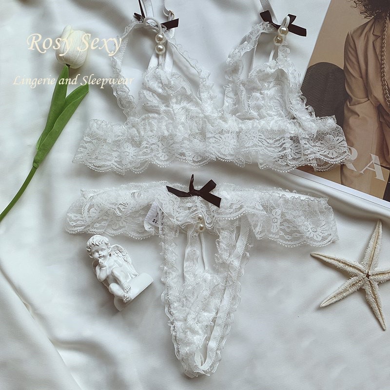 Bộ nội y ren đính nơ quần lót ren sexy bốc lửa QL135