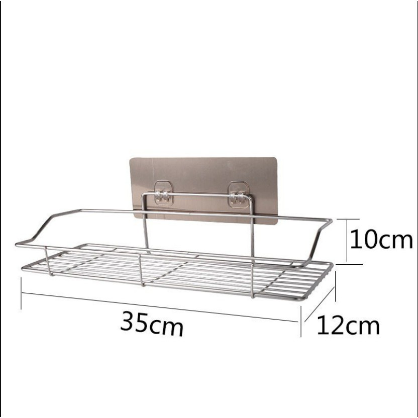 Kệ để gia vị nhà bếp inox 304 – giá đựng đồ nhà tắm dán tường gạch men không cần khoan đục-KT304