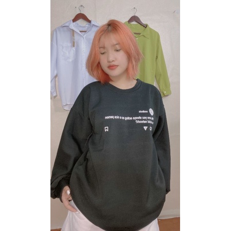 Áo Sweater Sadboi Máy Ảnh Hot Trend, Áo Form Thụng Tay Bồng Unisex