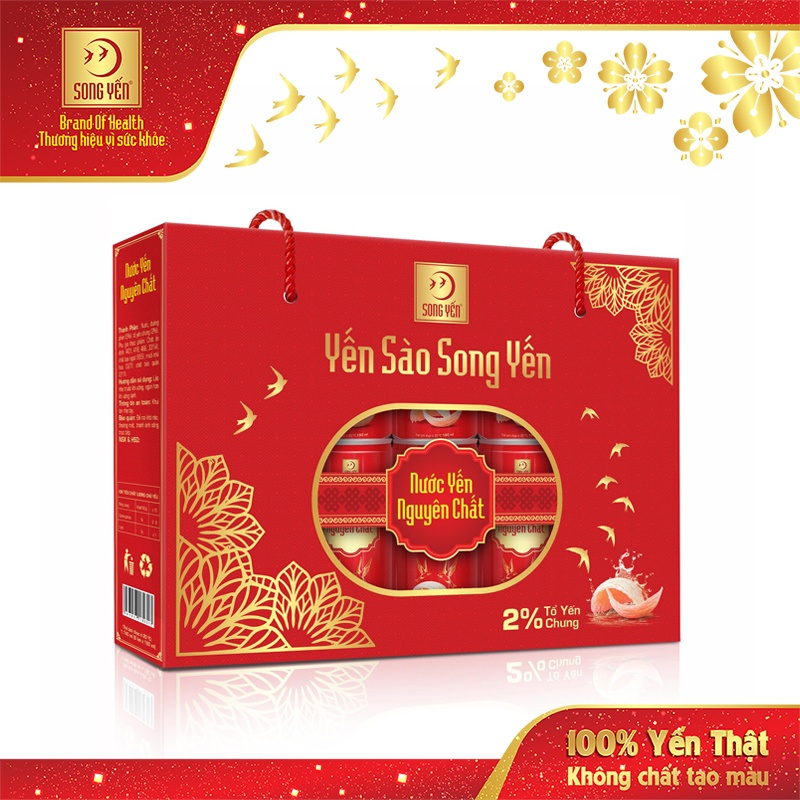 Nước Yến Nguyên Chất Song Yến 2% - Hộp 6 Lon