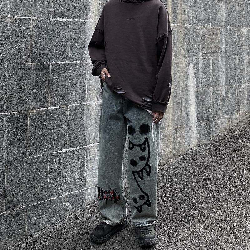 Quần Jeans Dài Phong Cách hip hop Thời Trang Cho Nam Nữ