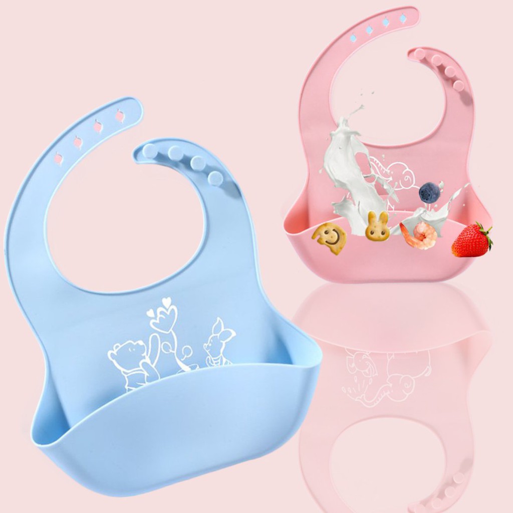 Hoạt Hình Yếm Ăn Silicon Chống Thấm Nước In Hình Dễ Thương Cho Bé