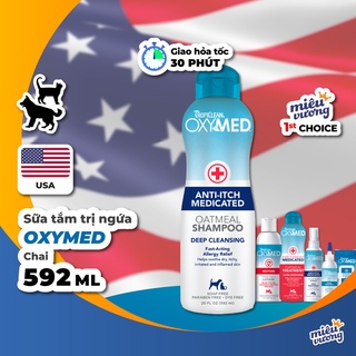 Sữa tắm chống ngứa Tropiclean Oxymed Anti-Itch Oatmeal Shampoo cho chó mèo [Chai 592ml]