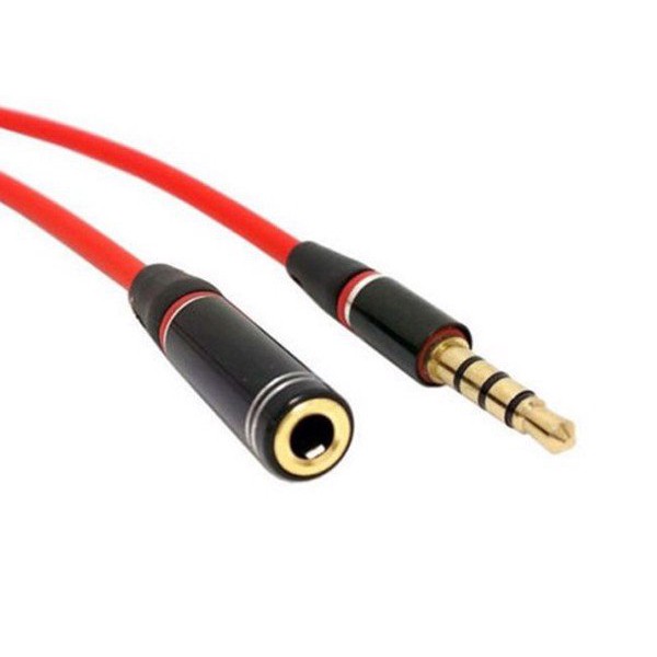 Dây tai nghe nối dài jack 3.5mm có Mic dài 1.2m - Đỏ