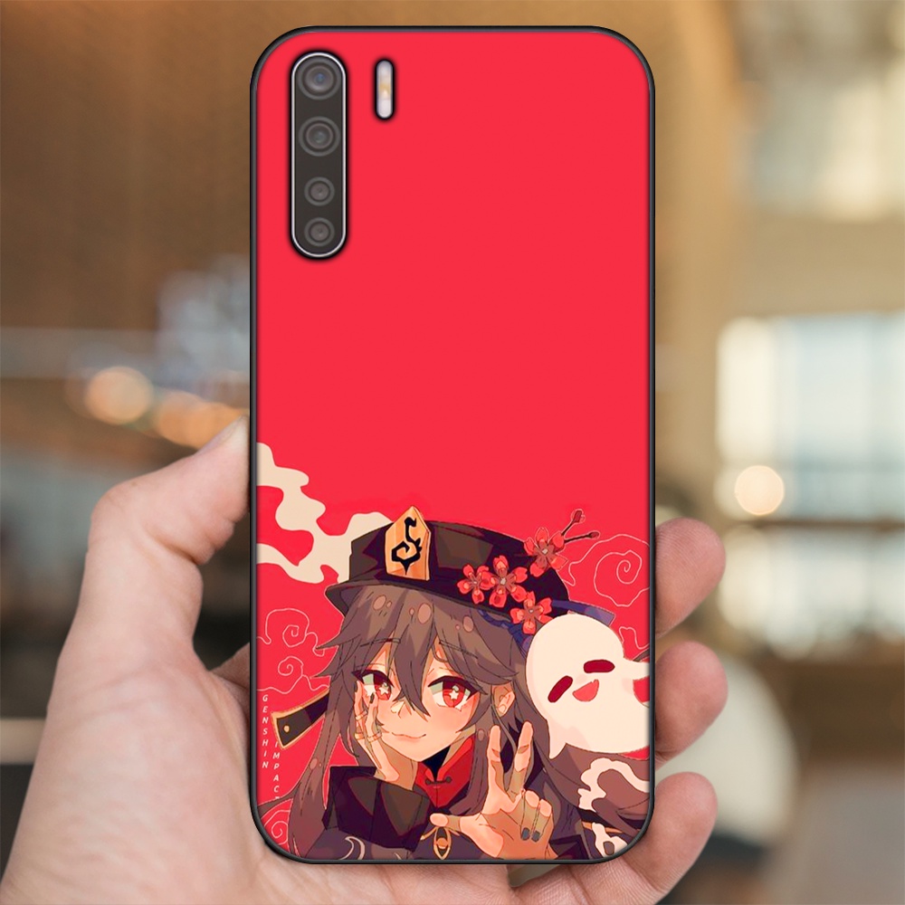Ốp lưng Oppo A91, Reno 3 viền đen in hình Hutao Genshin Impact