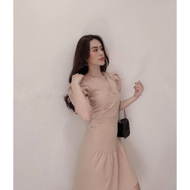 [Mã WASTMAY giảm 15% tối đa 30K đơn 150K] Đầm tay bồng cổ đắp chéo tùng bèo | BigBuy360 - bigbuy360.vn