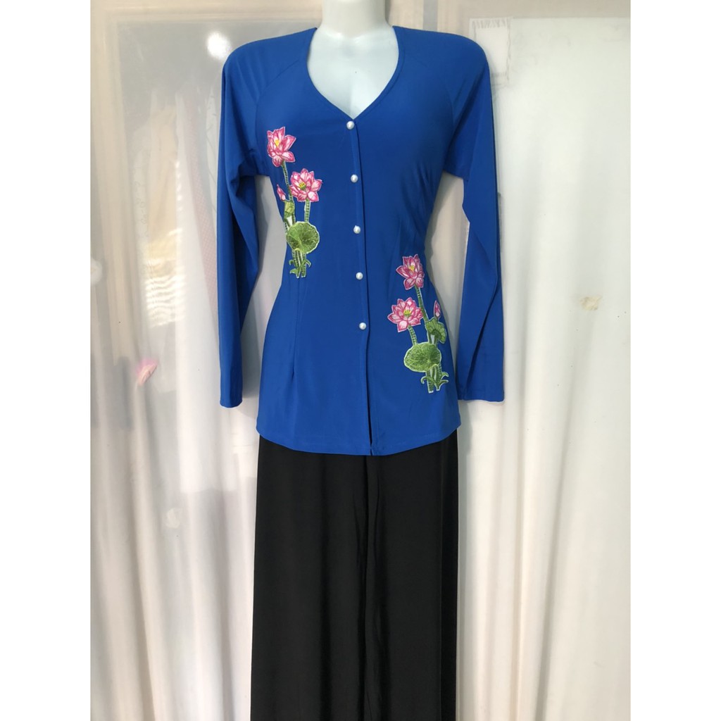 BỘ bà ba nữ THÊU HOA size 4:60-65kg (áo kèm quần)