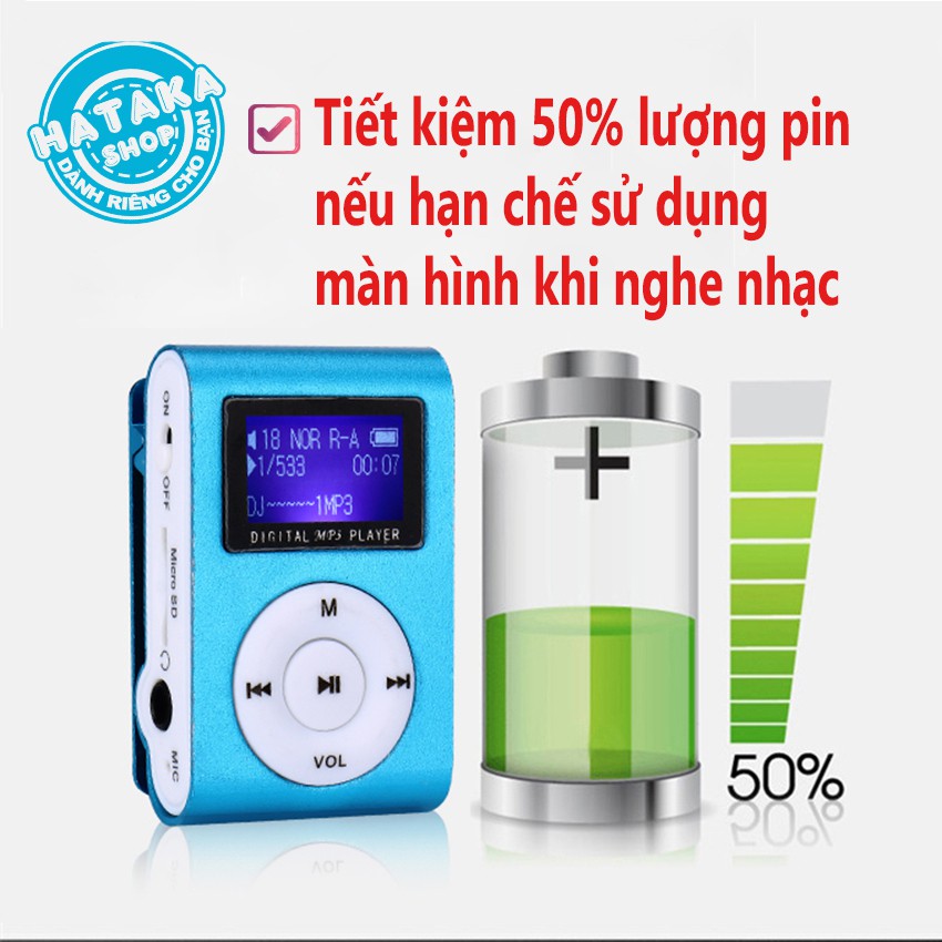 Máy nghe nhạc tặng thẻ nhớ, tai nghe và dây sạc-MINI có màn hình