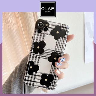 Ốp iPhone IMD cao cấp kẻ hoa đen sang chảnh phong cách Hàn Quốc. Tương thích iPhone XsMax 12 Pro Max Xs 12 11 8plus 8 7