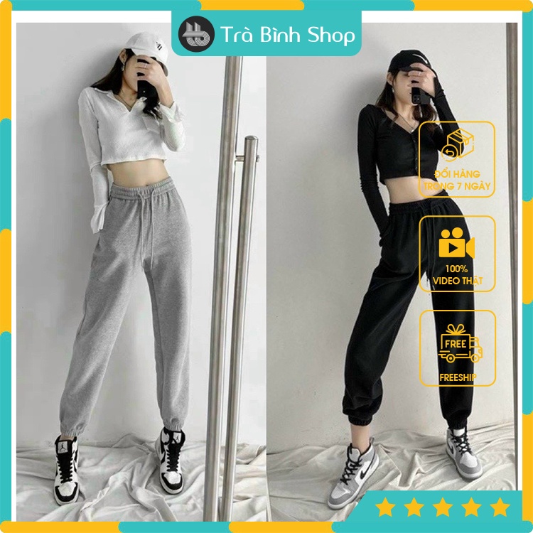 Quần jogger gấu chun chất tăm cạp chun co dãn thoải mái có túi