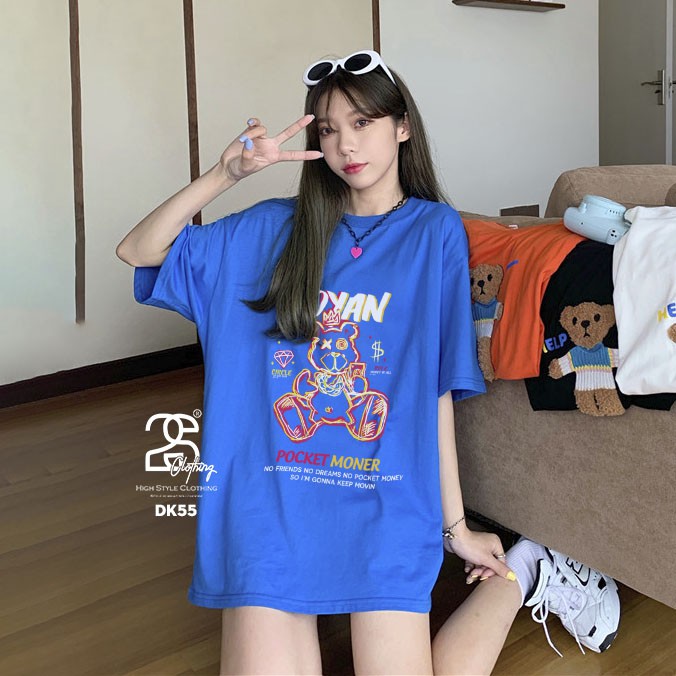 Áo Phom Rộng Streetwear Dáng Oversize 2S Clothing, Áo Phông Nelly Tay Lỡ Deathrow Hình Gấu Kute DK55 | BigBuy360 - bigbuy360.vn