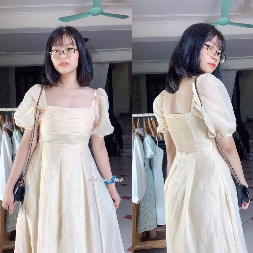 (Ảnh thật/Video) Lily Dress_Đầm Nữ Váy Nữ Voan Tơ Bo Nhún Ngực Tay Bồng Hàng Quảng Châu Siêu Đẹp (ảnh thật ở cuối) | BigBuy360 - bigbuy360.vn