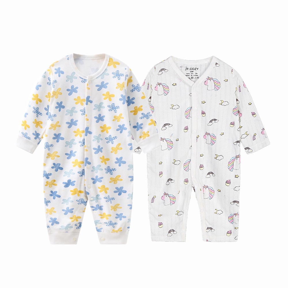 Bộ đồ ngủ tay dài 100% Cotton dễ thương dành cho trẻ sơ sinh 0~12 tháng