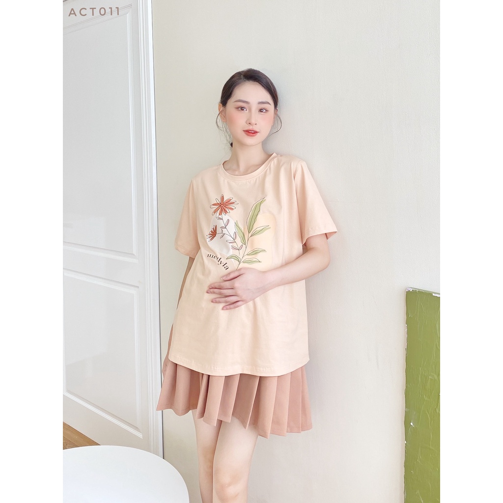 MEDYLA - Áo phông thun cotton cho bầu thoải mái mặc trong và sau sinh - ACT011