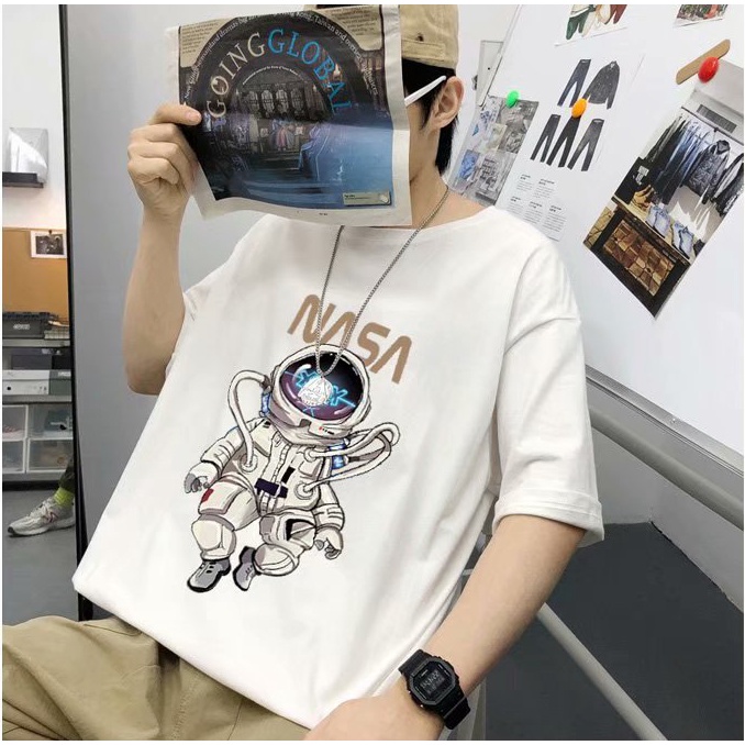 [Mẫu Mới] Áo Thun Nam Nữ Unisex Form Rộng Tay Lỡ Cổ Tròn Phối Họa Tiết Hoạt Hình In Chữ NASA zenkonu TOP NAM 178V2