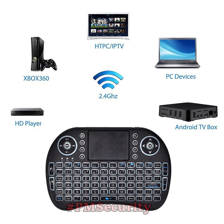 Bàn phím mini có chuột cảm ứng cho Smart TV, TV Box, Laptop (có đèn nền - pin sạc)