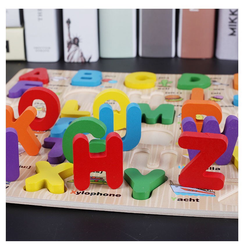 Đồ Chơi Gỗ Cho Bé- Bảng Chữ Cái Nổi Tiếng Anh Có Hình Ảnh Minh Họa
