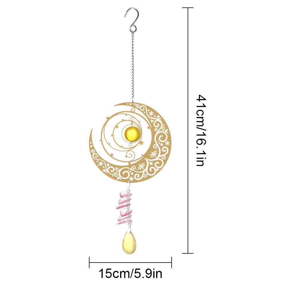 LUCKY Crafts Gift Wind Chimes Garden Rotating Wind Spinner Moon and|Art Decor Outdoor Patio Indoor 360 Degrees Metal/Multicolor