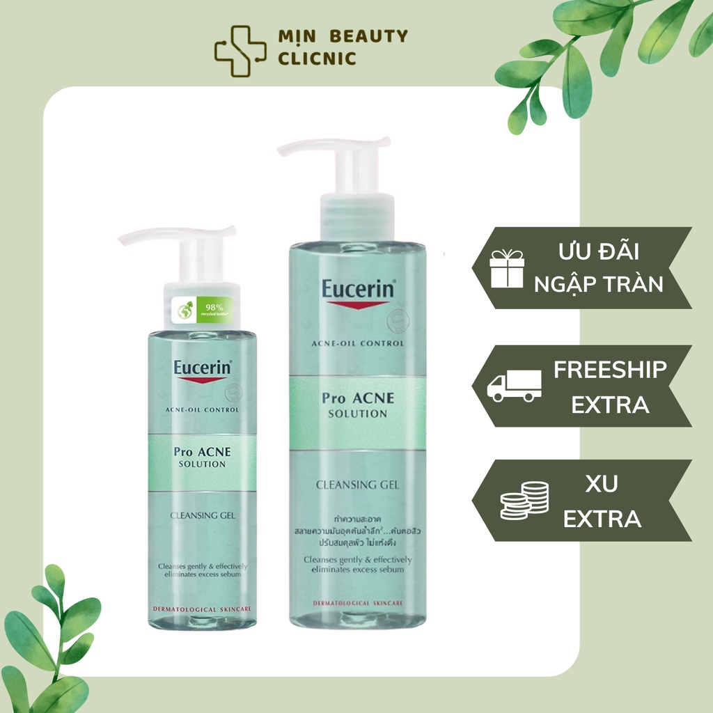 Gel Rửa Mặt Eucerin ProAcne Solution Cleansing Dịu Nhẹ Cho Da Nhạy Cảm Ngăn Ngừa Mụn Chính Hãng Công Ty