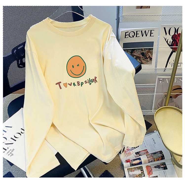 NRVP Áo thun nữ dài tay dáng rộng phong cách Hàn Quốc