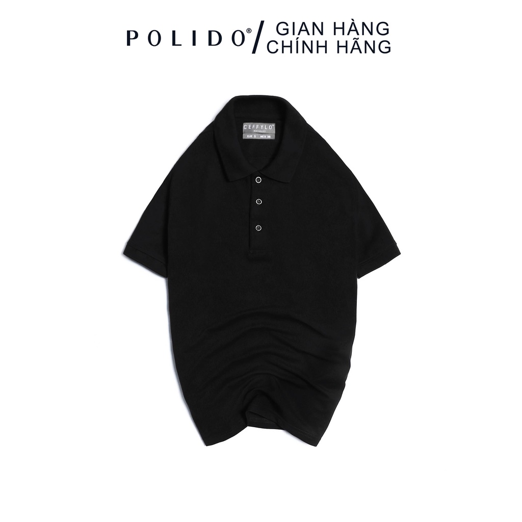 Áo Polo Nam Trơn Basic CEFFYLO Màu Đen Chất Liệu Cotton Tự Nhiên Form Slim Thấm Hút Mồ Hôi