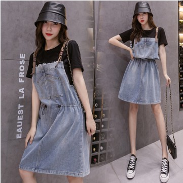 Đầm denim kiểu Hàn Quốc cỡ lớn size s-5xl dễ thương cho nữ