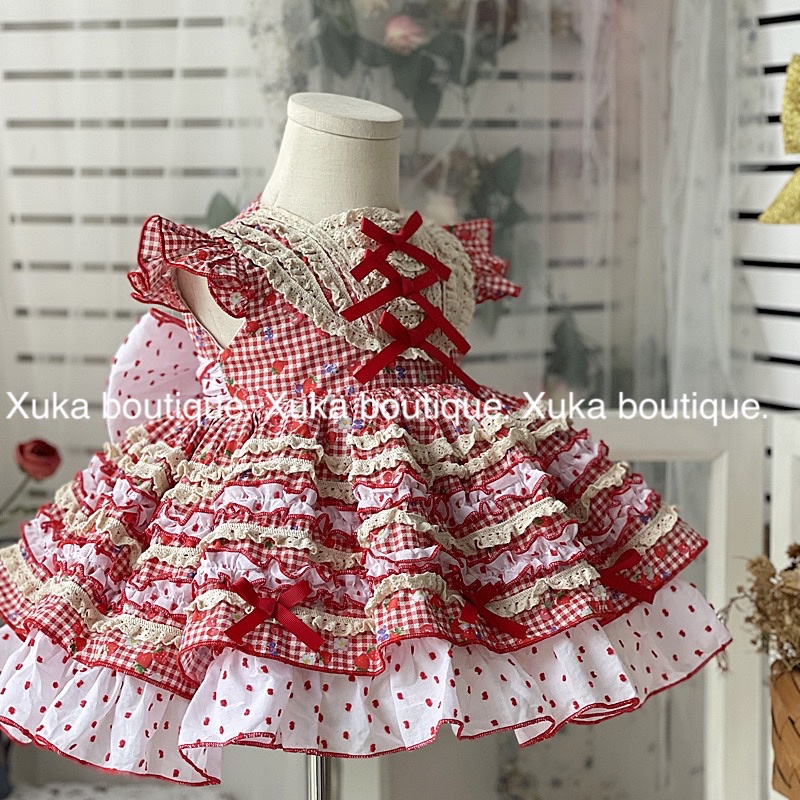 Váy Công Chúa Mùa Hè Cao Cấp Bé Gái - Hoạ Tiết Dâu Tây Lolita Mới 2022