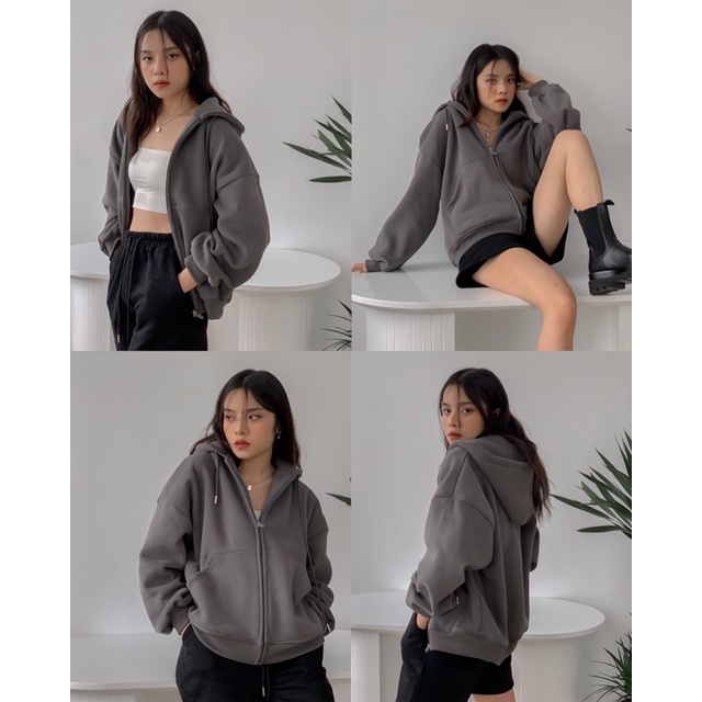 ÁO NỈ MŨ KHOÁ KÉO OVERSIZE CHUBBIE chất liệu nỉ bông dày dặn, ấm áp, form lửng - CHUBBIE BASIC Hoodie Zip | BigBuy360 - bigbuy360.vn