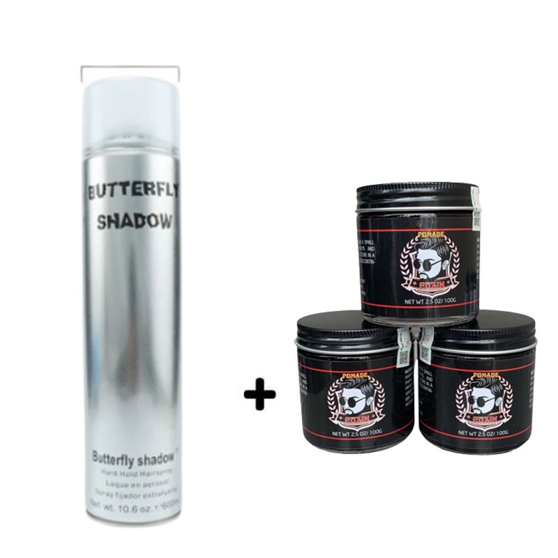 Gôm xịt tóc nam tạo kiểu giữ nếp butterfly shadow kèm sáp vuốt tóc nam tặng lược