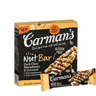 Thanh Ngũ Cốc Hỗn Hợp Hạt Socola Đên, Macadamia Và Dừa hiệu Carman’s 160g