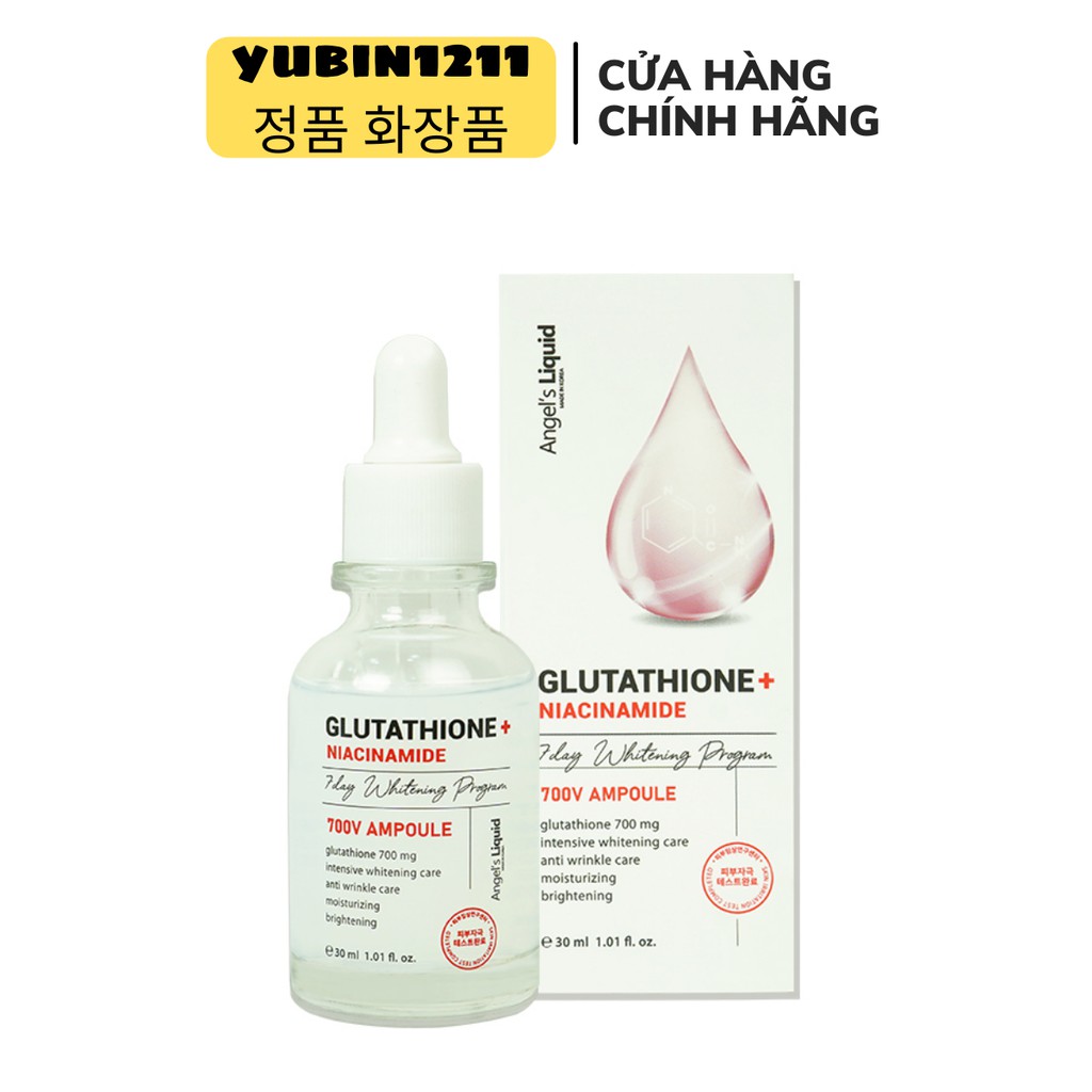 Huyết thanh truyền trắng làm mờ thâm nám Angel's Liquid Glutathione Plus Niacinamide 700 V-ampoule 30ml