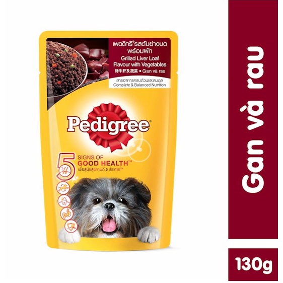 Pedigree Thức ăn cho chó lớn dạng sốt vị gan và rau 130g, pate cho chó