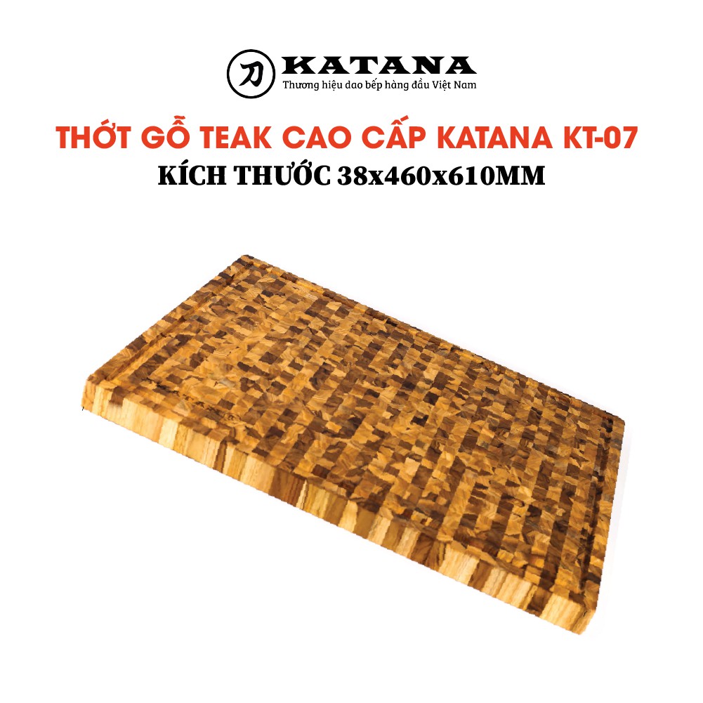 Thớt vuông KATANA gỗ Teak đầu cây cao cấp cỡ lớn - KT07